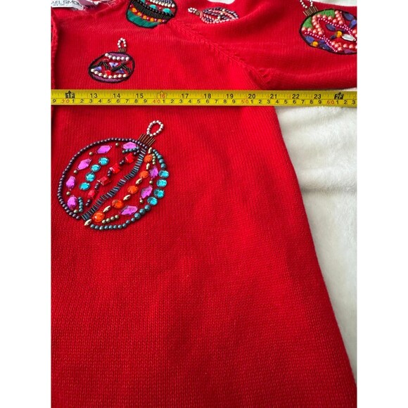 Vintage Michael Simon Ornament Beaded Christmas Sweater Cardigan Sz 2 Small XS - Picture 8 of 9